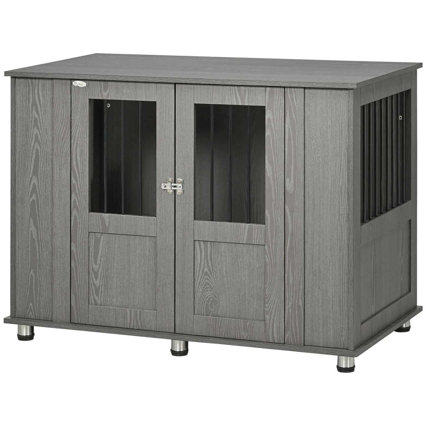 Hondenbench – Hondenkooi – Hondenbox – Hondenhok – Dierenbench – Grijs – Dubbele Deuren Met Slot – Afmeting 116x60x87 Cm