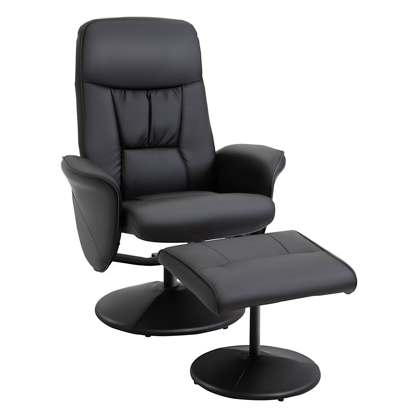 Relaxfauteuil – Draaifauteuil – Relaxstoel – TV-stoel – Zitfauteuil – 360° Draaibaar – Traploos Verstelbare Rugleuning Tot 145° – Voetsteun – Zwart Polyester Metalen Frame