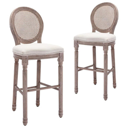 Barkrukken – Barstoelen – Keukenkrukken – Barzitplaatsen – Moderne Barkrukken – Set Van 2 – Witte Linnen Bekleding – Duurzame Constructie