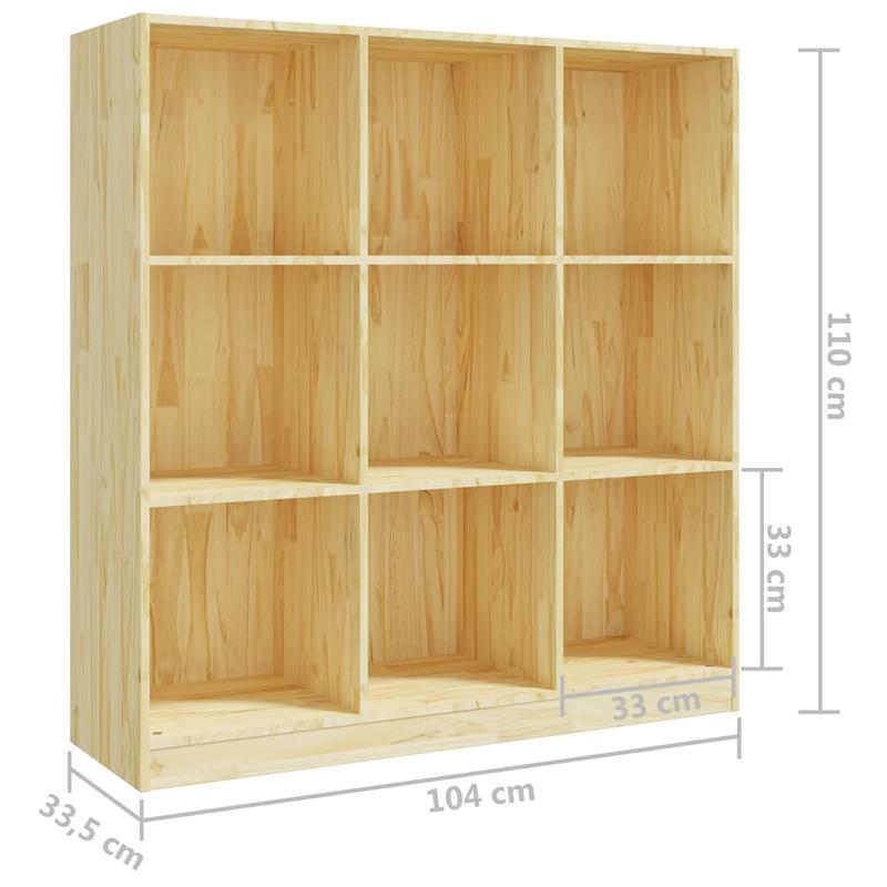 Solid Pine Wood Bookcase & Room Divider - Freestanding Modern Bookshelf with 9-Shelf Storage, Wood Grain, Assembly, Space-Saving Shelving Unit Suitable for Living Room, Study, Office - Demountable Furniture (104x33.5x110cm)