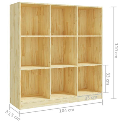 Solid Pine Wood Bookcase & Room Divider - Freestanding Modern Bookshelf with 9-Shelf Storage, Wood Grain, Assembly, Space-Saving Shelving Unit Suitable for Living Room, Study, Office - Demountable Furniture (104x33.5x110cm)