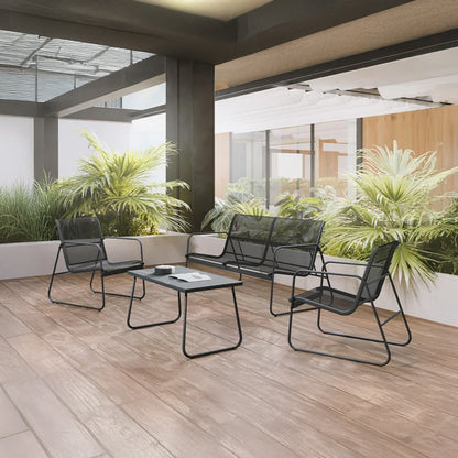 Tuinset – Loungeset – Zitgroep – Buitenmeubels – Balkonset – Gepoedercoat Staal – Waterafstotend Textilene