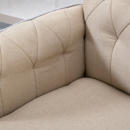 Bureaustoel – Office Chair – Kantoorstoel – Draaistoel – Bureaustoel – Verstelbare Hoogte – Kantelfunctie – Linnenstof – 360° Wieltjes – Beige – 66 x 69 x 89,5-97 cm