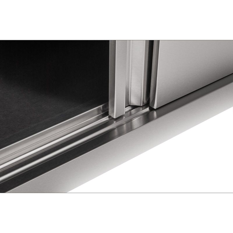 Wandkast Staal – Opbergkast Metalen Kast Schuifkast Stalen Wandrek – Roestvrij Staal – 160 cm Breed – 3 Niveaus – Schuifdeuren Met Wieltjes
