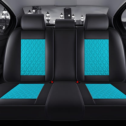 Autostoelhoes Leer Compleet Set – Stoelbeschermer Auto – Zitplaatshoes – Lederbekleding – Autostoel Cover Blauw – Ademend PU Leer – Volledig Omhullend Design