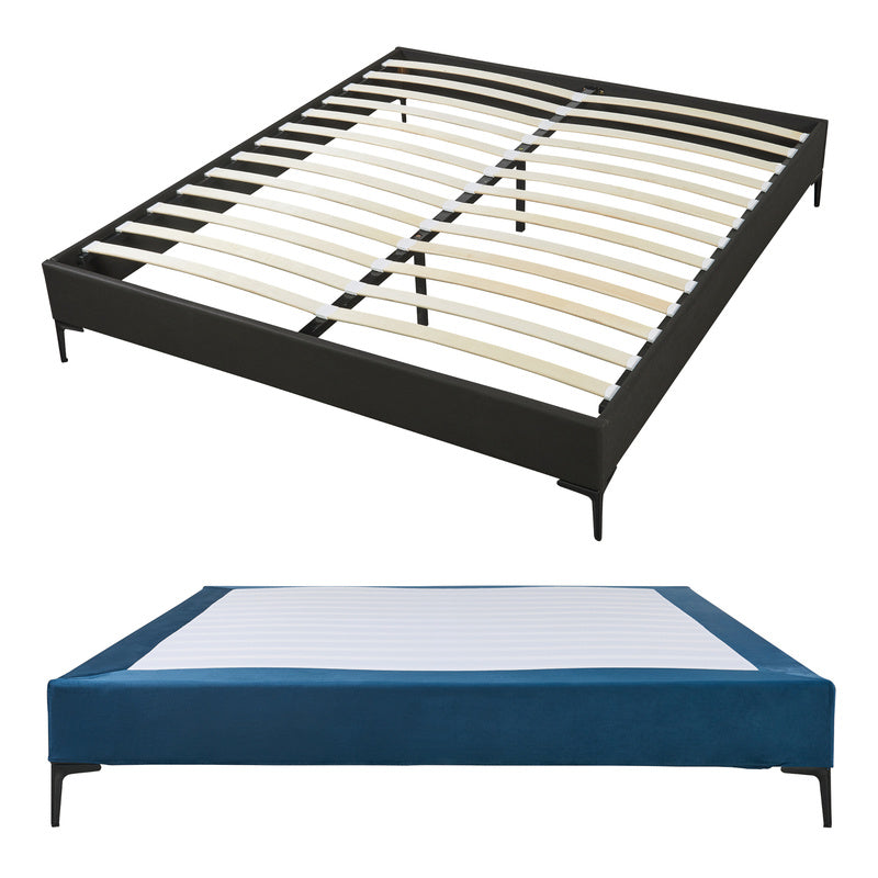 Tweepersoonsbed – Bedframe – Opbergbed – Gestoffeerd Bed – Slaapbank – 140x200 cm – Stevig Plywood Frame – Afneembare Blauwe Polyester Bekleding