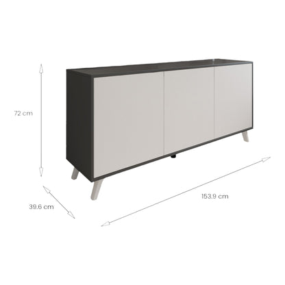 Dabello Sideboard, Kitchen Buffet, Design Living Room Cabinet, Modern 3-Door Sideboard with Shelves, 154x40x75 cm, Available in 6 Colors