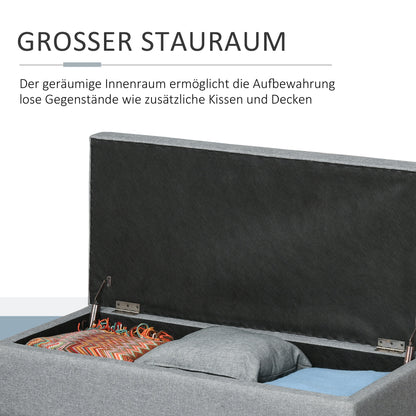 Opbergbank – Opbergbank – Sitzbank – Opbergkist – Linnenbank – Donkergrijs – Afneembaar Dienblad – Houten Pootjes 107x50x44 cm