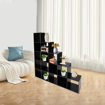 15-Cube L-Shaped Storage Bookcase | Black Plastic Freestanding Organizer for Home & Office, Contemporary Style by NaMaSyo, Corner Shelves