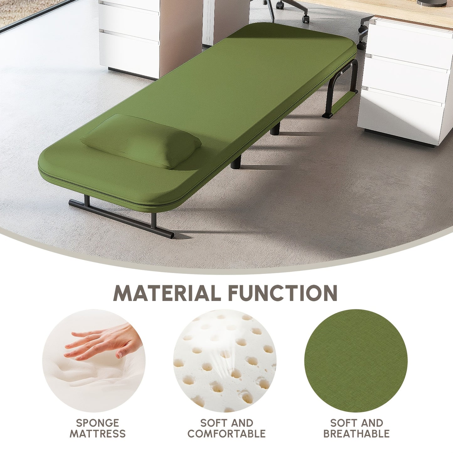 Slaapstoel – Slaapfauteuil – Slaapbankstoel – Klapstoel – Relaxstoel – Matcha Groen – Verstelbare 5-standen Rugleuning – Traagschuim Comfort