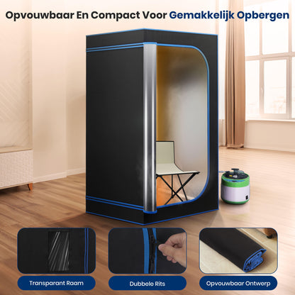 Infraroodsauna – Sauna Tent – Draagbare Sauna – Inklapbare Sauna – Sauna Cabine – Inklapbare Stoel – Verwijderbare Voetenzak – Afstandsbediening – Compact 90x90x180 cm – Zwart