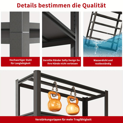 Stalen Rek – Metalen Stellingkast – Opbergrek – Werkplaatsrek – Garagekast – 5 Laags – Draagvermogen 650 kg – Verstelbare Hoogte – Krasbestendig – 160x80x40 cm