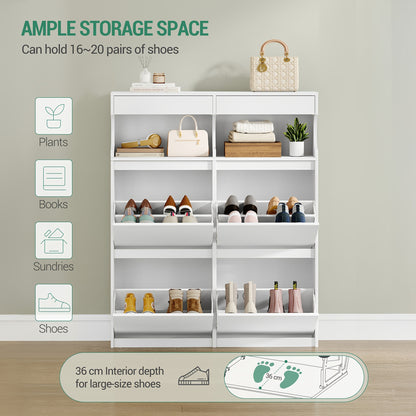 Schoenenkast – Schoenenrek – Schoenenopberger – Schoenenbank – Kast – Voor 20 Paar Schoenen – Verstelbare Indeling – Smal 100 cm Wit