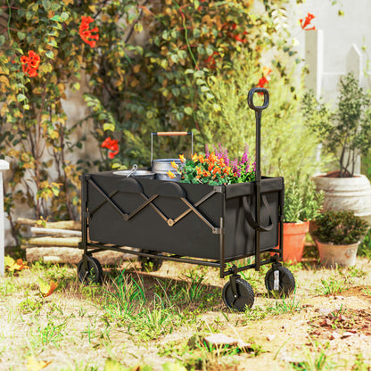 Tuinkar – Kruiwagen – Transportkar – Vouwkar – Trolley – Opvouwbaar – Draagvermogen 100 kg – Afneembaar Waterdicht Zeil – Zwart