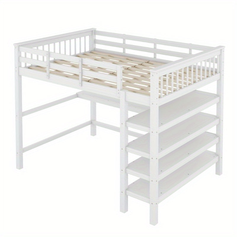 Hoogslaper – Stapelbed – Bedbank – Loftbed – Bed Compleet – Met Ingebouwd Bureau – Geschikt Voor Matras 140x200 cm – Stevig Metalen Frame – Ruimtebesparend Design