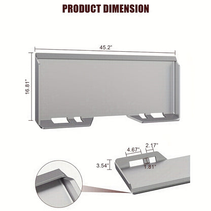 1/4" Skid Steer Mount Plate, Universal Quick Tach Attachment Plate, 1360.78 KG Capacity, Fits Bobcat, Kubota, Mahindra, Rust-Proof Tractor Implement Plate, Heavy-Duty, Heavyduty Attachment, Agricultural Machinery, Durable Con