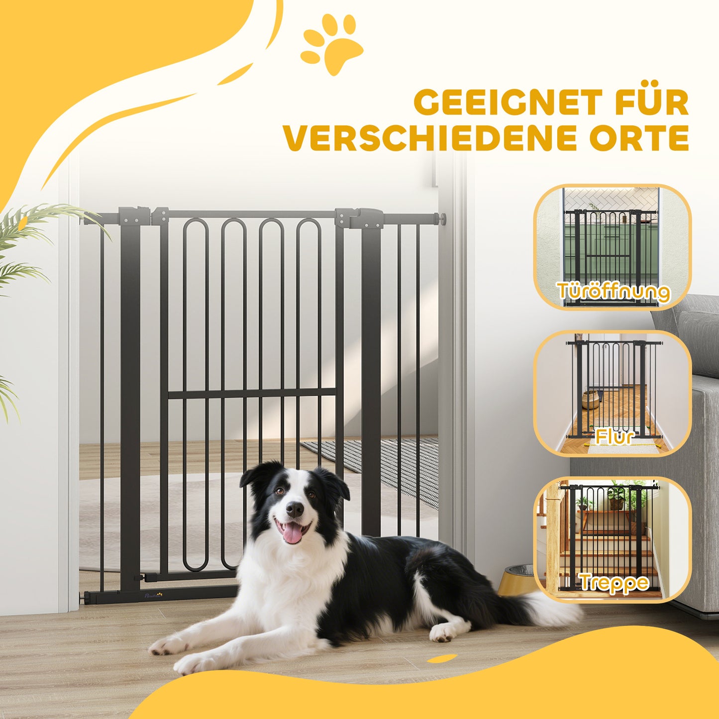 Deurbeveiliging Hondenhek – Traphekje – Huisdier Barrière – Honden Barrière – Verstelbaar Hek Zwart – 76-104 cm Breedte – Drukmontage Zonder Boren