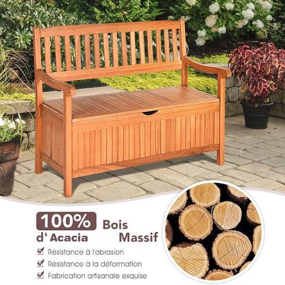Tuinkist – Tuinbank – Opbergbox – Kussenbox – Buitenbank – Acaciahout – Waterdichte Voering – 125 Liter Opbergruimte