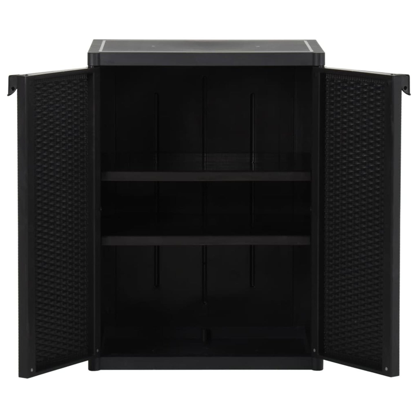 Tuinkast – Tuinopbergkast – Tuinkist – Buitenkast – Berging – Zwart – Compact 65x45x88 cm – PP Rattan Look