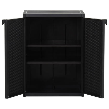 Tuinkast – Tuinopbergkast – Tuinkist – Buitenkast – Berging – Zwart – Compact 65x45x88 cm – PP Rattan Look