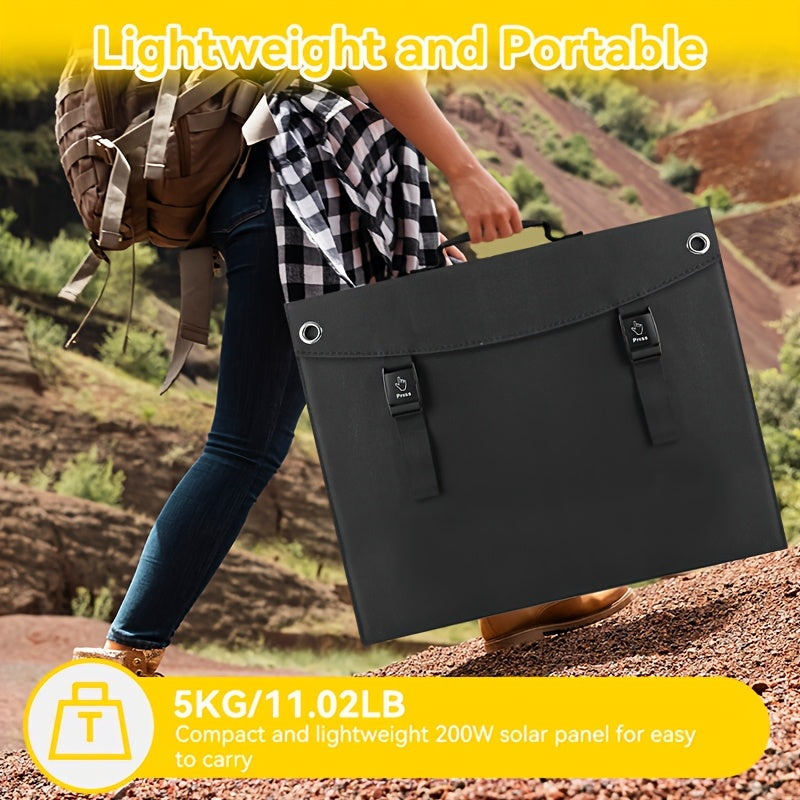 Draagbaar Zonnepaneel – Opvouwbaar Solar Charger – Mobiele Solar Generator – Outdoor Zonnepaneel – Camping Zonnepaneel – 200W Vermogen – USB-C PD3.0 & USB-A QC3.0 – Lichtgewicht Met Kickstand