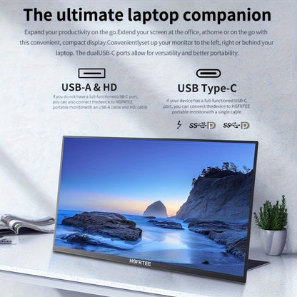 Draagbare Monitor – Portable Scherm – Tweede Scherm – Ultradun Display – Full HD Monitor – 18,5 Inch – IPS Mat Scherm – USB-C Aansluiting – Ingebouwde Speakers