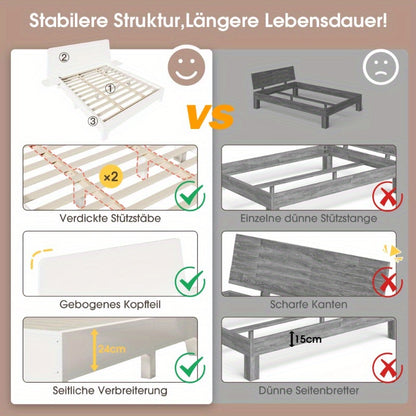 Bedframe – Tweepersoonsbed – Platformbed – Opbergbed – Modern bed – Ruimtebesparend ontwerp – 160x200 cm – Stevige Niet-Houten Constructie