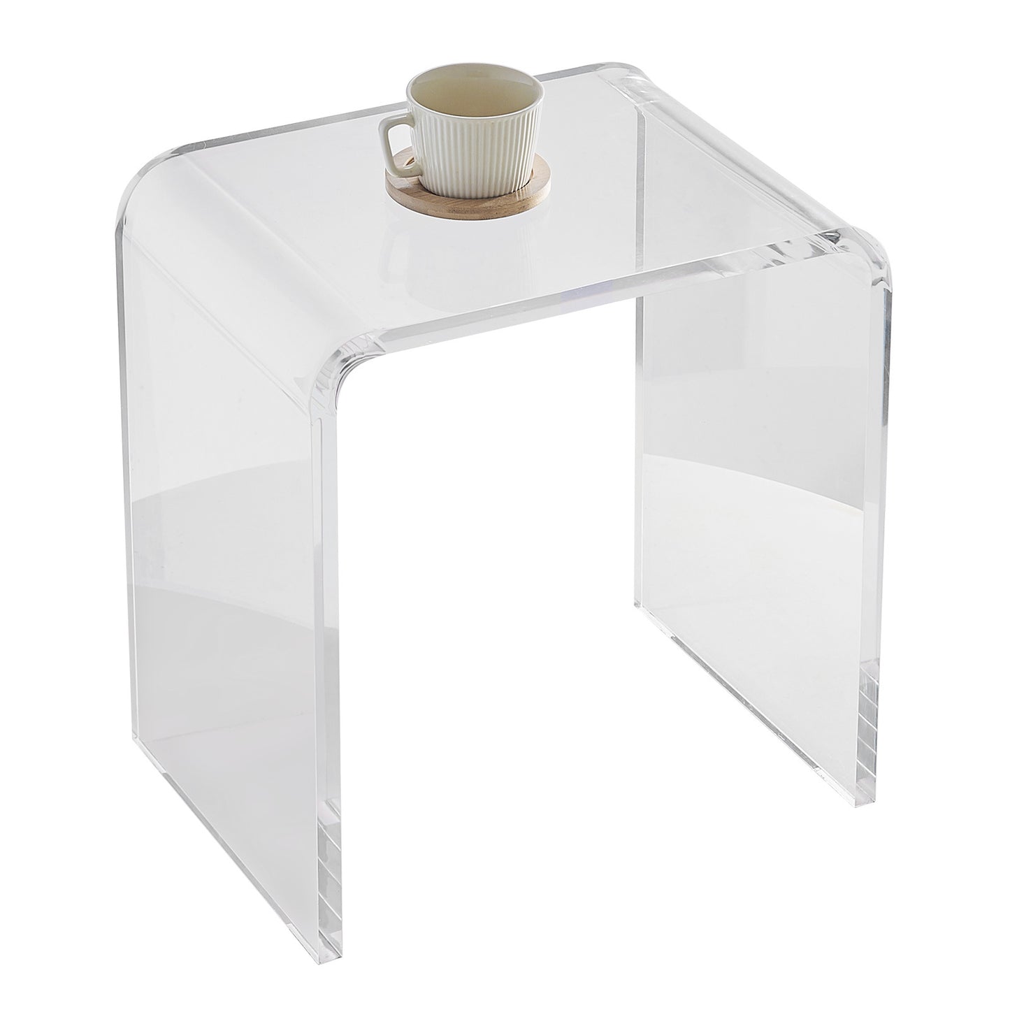 Acryl Salontafel – Bijzettafel – Tafeltje – U-vormige Tafel – Transparant – 41,5x30,5x46 cm – 18 mm Dik Acryl Met Afgeronde Randen