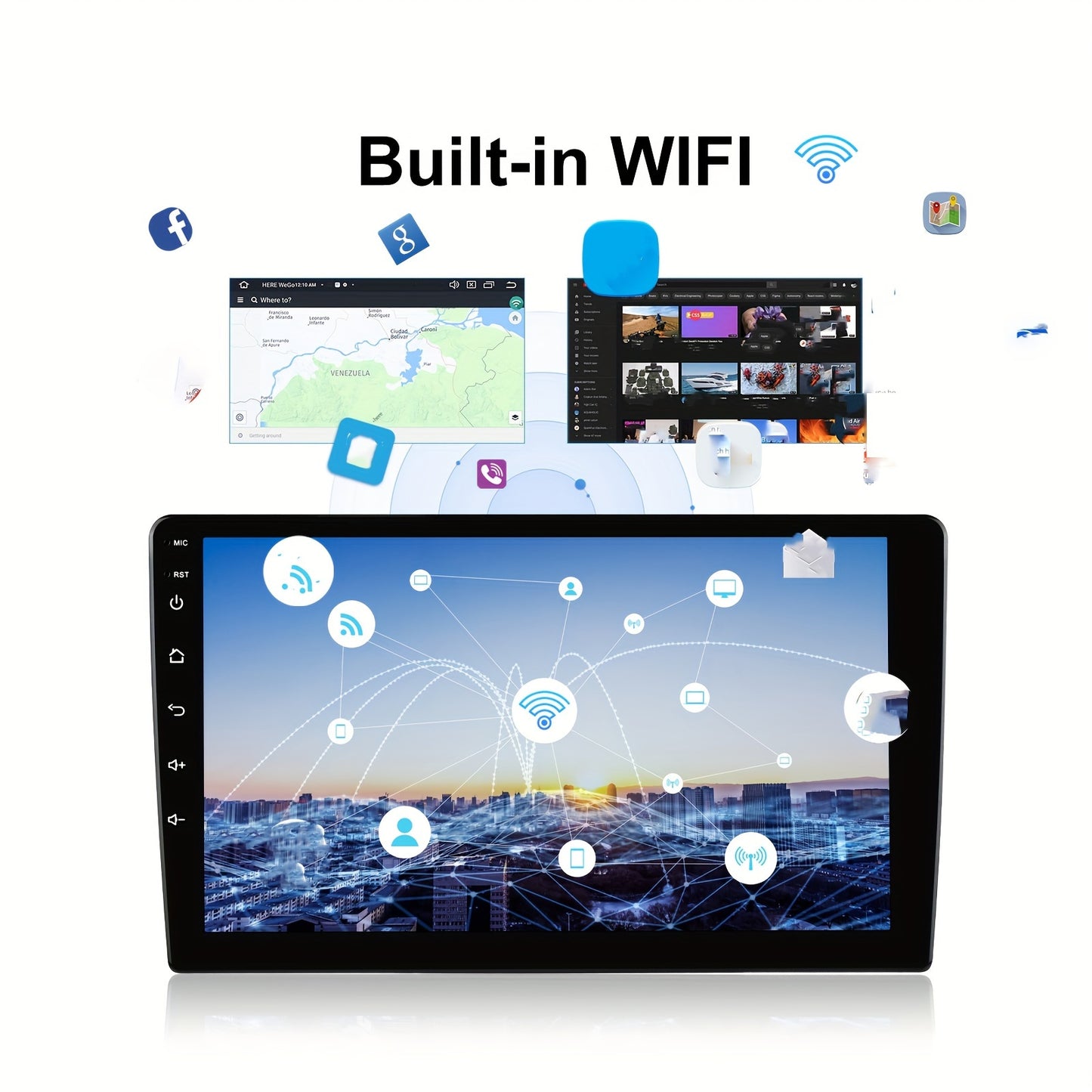 Android 13 Double Din Autoradio – 10.1" Touchscreen Navigatie – Car Stereo – Auto Radio – Multimedia Speler – Met Draadloze CarPlay & Android Auto – 4G RAM 64G ROM – DSP Geluidsverwerking