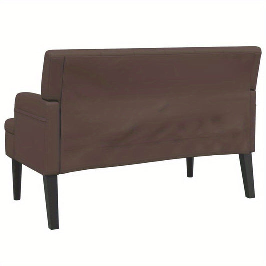 Leisure Chair – Relaxstoel – Fauteuil – Zitting Met Rugleuning – Stoel Bruin – Stevig Hardhout – Kunstleer Bekleding – Comfortabele Rugleuning – Compacte Afmetingen 112x65,5x75 cm