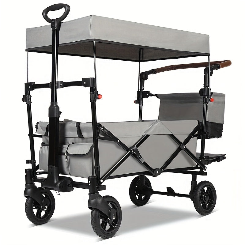 Trolley – Opvouwbare Boodschappentrolley – Steekwagen – Transportwagen – Vouwwagen – 100 kg Draagkracht – Schokabsorberende Geremde Wielen – Grijs - QUORE