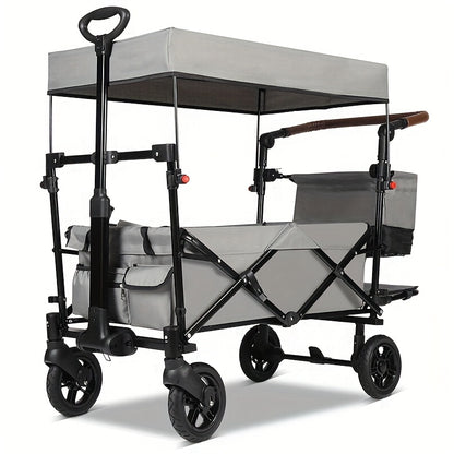 Trolley – Opvouwbare Boodschappentrolley – Steekwagen – Transportwagen – Vouwwagen – 100 kg Draagkracht – Schokabsorberende Geremde Wielen – Grijs - QUORE
