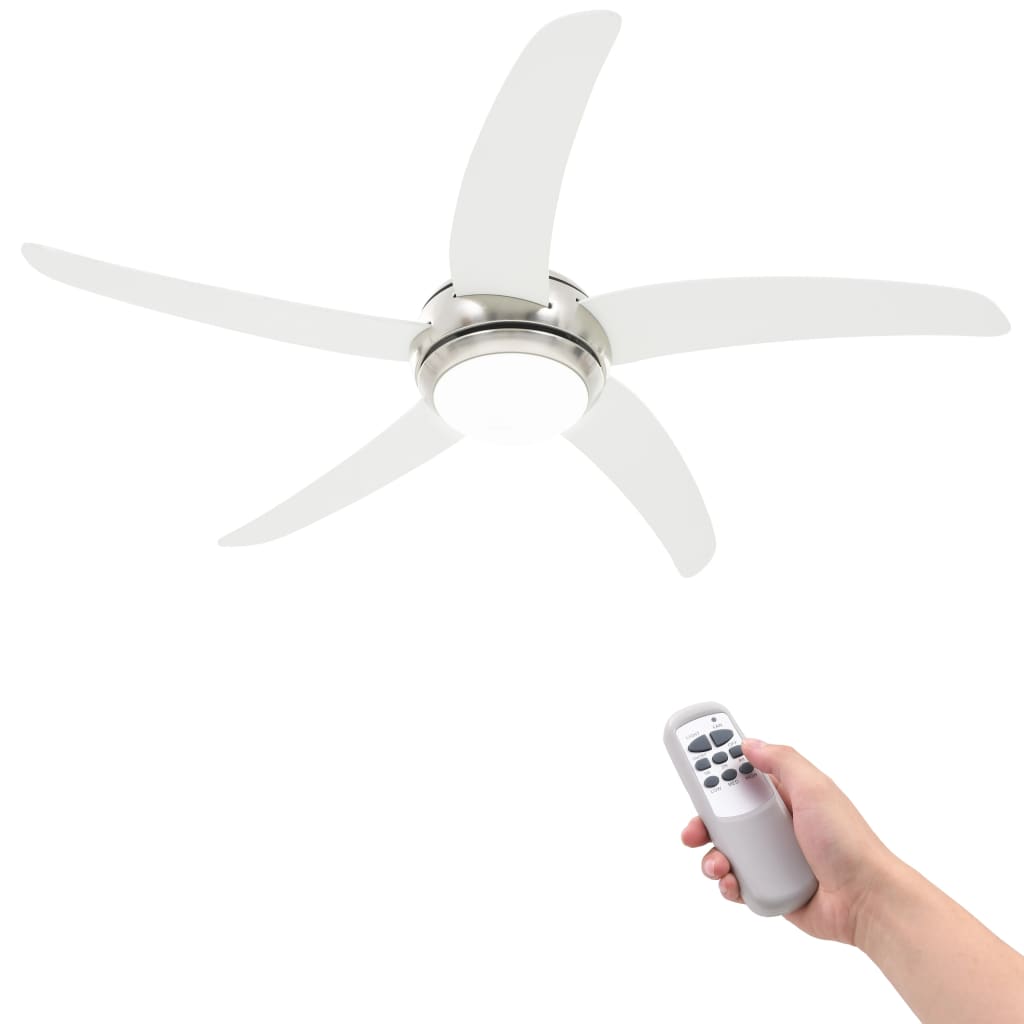 Plafondventilator – Ventilatorlamp – Plafondlamp met Ventilator – Verkoeling – Witte Variant – Ø128 cm – Afstandsbediening met 3 Snelheden