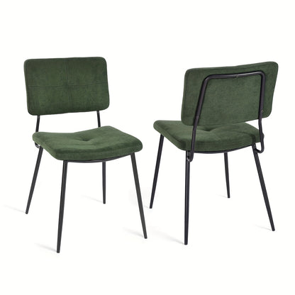 Retro Eetkamerstoelen – Stoel – Armstoel – Zithoek Stoel – Keukenstoel – Groen – Comfortabel Schuimzitting – Stevig Metalen Frame