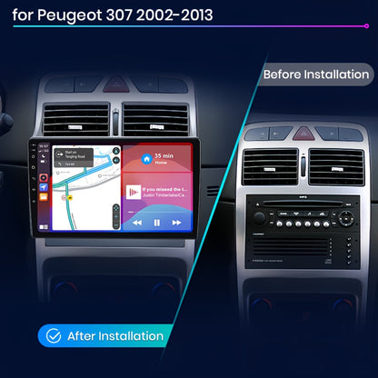 2Din Multimedia Speler – Autoradio – Car Multimedia – GPS Navigatie – Android Auto Speler – 9 Inch IPS Touchscreen – Draadloze CarPlay – 2GB RAM 64GB Intern Geheugen – Plug & Play Voor Peugeot 307 2002-2013