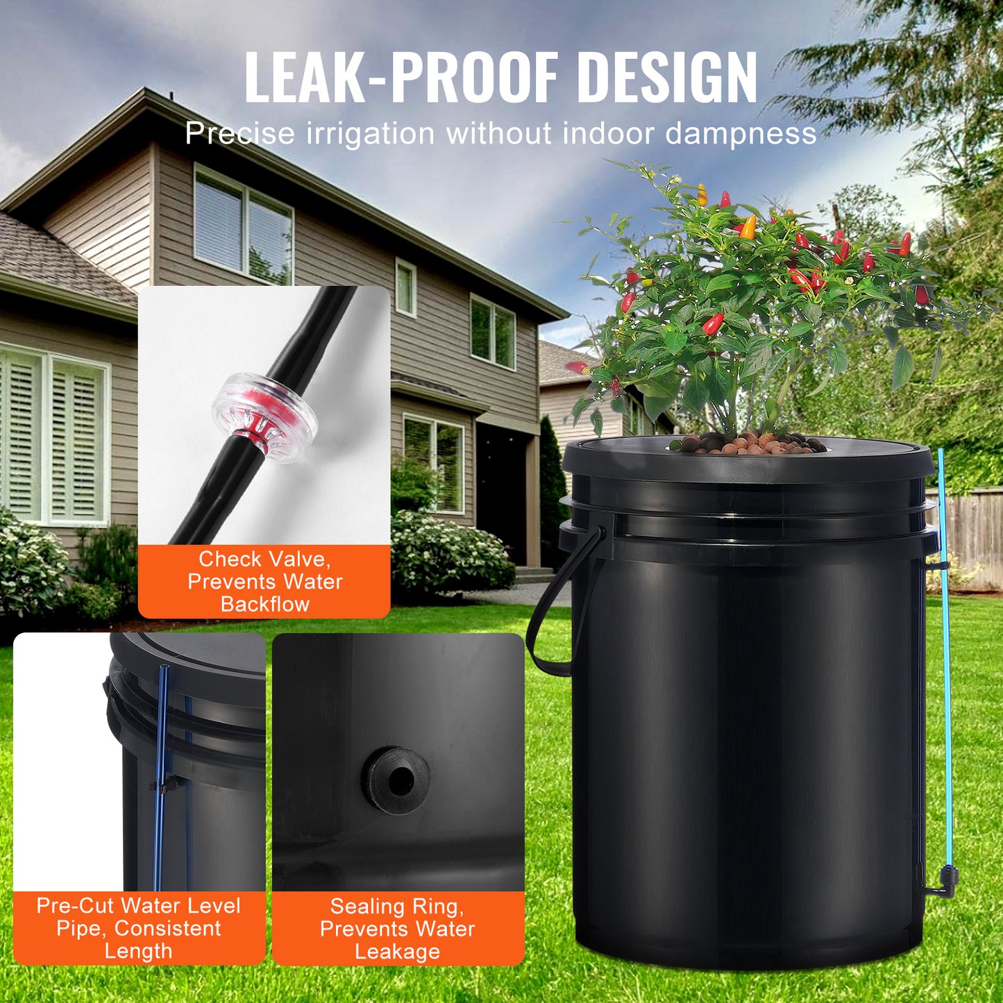 Deep Water Culture Hydrocultuursysteem – Hydroponisch Systeem – Plantenbakken – Hydrocultuur Kit – Groeisysteem – 4 x 19L PP Bakken – Krachtige Luchtpomp met Waterniveaumeter – Zwart
