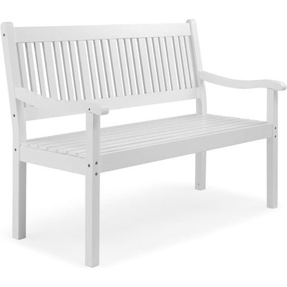 Houten Tuinbank – Buitenbank – Tuinmeubel – Balkonbank – Terrasbank – Weerbestendig Wit – Ergonomische Rugleuning – Draagvermogen 363 kg