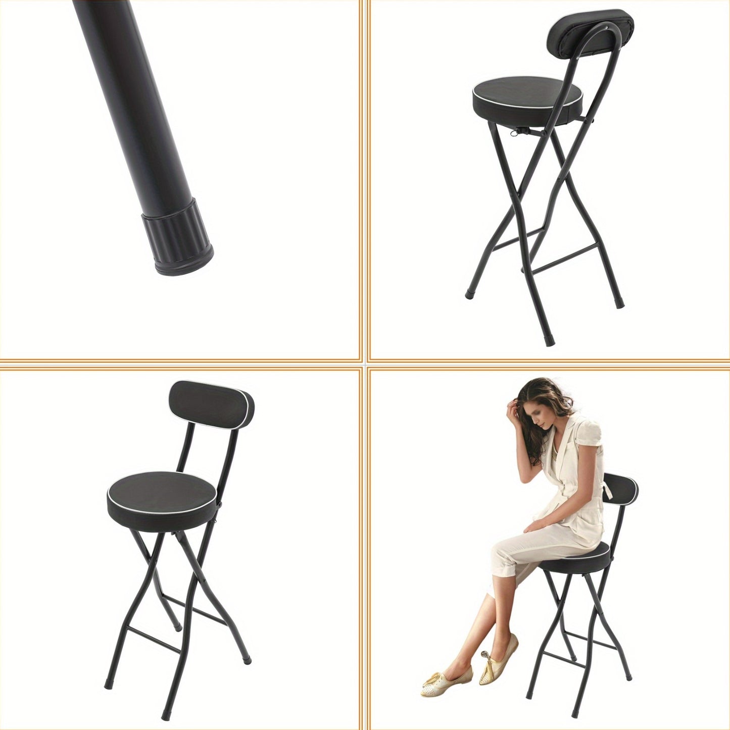 Vouwkrukje – Opvouwbare Kruk – Campingkruk – Klapstoel – Draagbaar Krukje – Stalen Frame – Compact & Lichtgewicht – Max. 140 kg Draagkracht