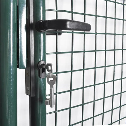 Rust-Resistant Powder-Coated Steel Garden Gate with Black Metal Frame - Durable Outdoor Access for Patio, Terrace, or Yard - Green Grid Design for Enhanced Privacy, Decorative Garden Fence