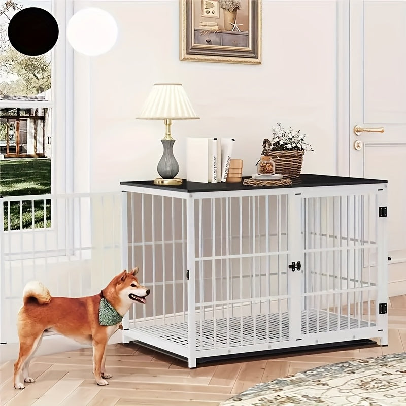 Hondenbench – Hondenkooi – Hondenhok – Bench – Hondenkrat – Houten Bench XXL – Dikke Metalen Buizen – Verwijderbare Tray – 45 kg Draagvermogen