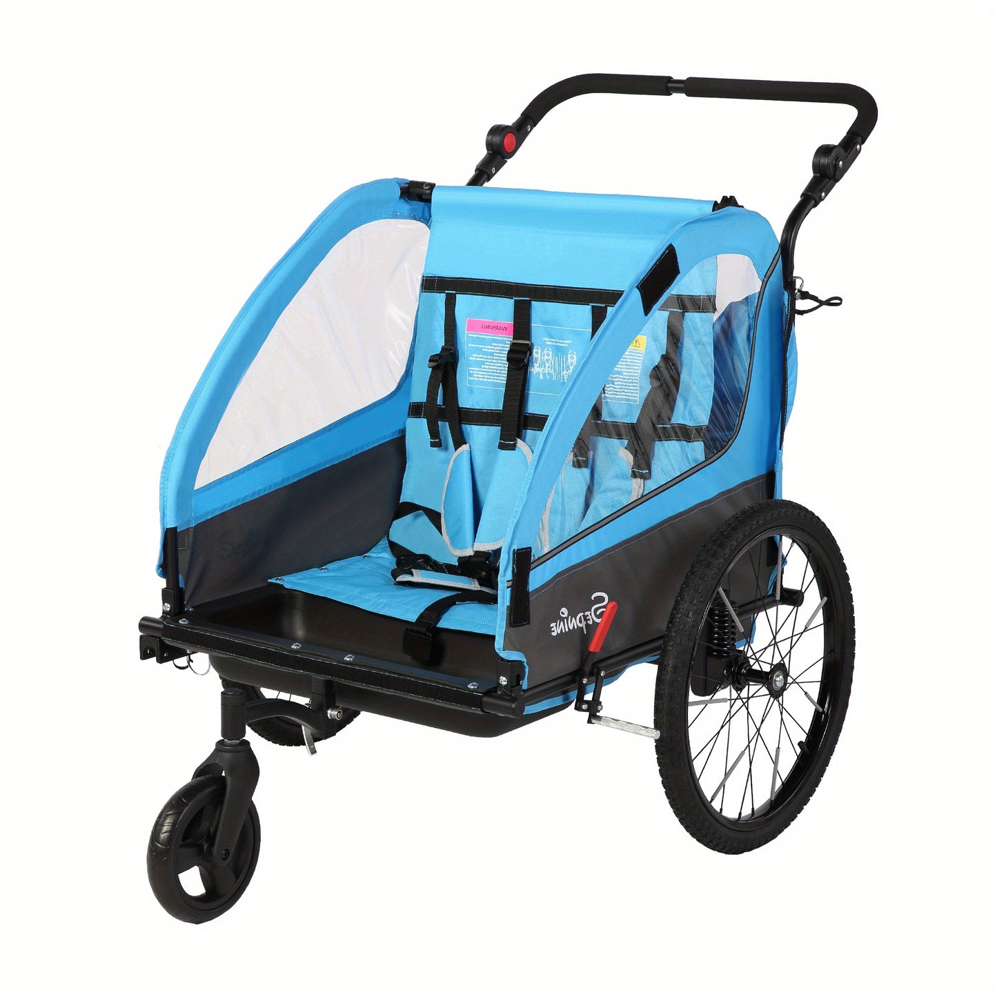 Fietsaanhanger – Fietskar – Kinderfietskar – Aanhangwagen – Buggy – 2-in-1 Tweepersoons – Met Vering – Inklapbaar & Eenvoudig Montage – Max 40 Kg