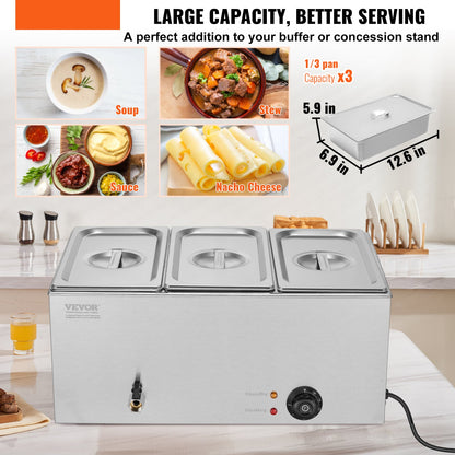 Elektrische Food Warmer – Buffet Warmer – Voedselwarmhouder – Bain Marie – Warmhoudplaat – 16,5L Capaciteit – Roestvrijstalen Behuizing – Verstelbare Temperatuur 30-85°C