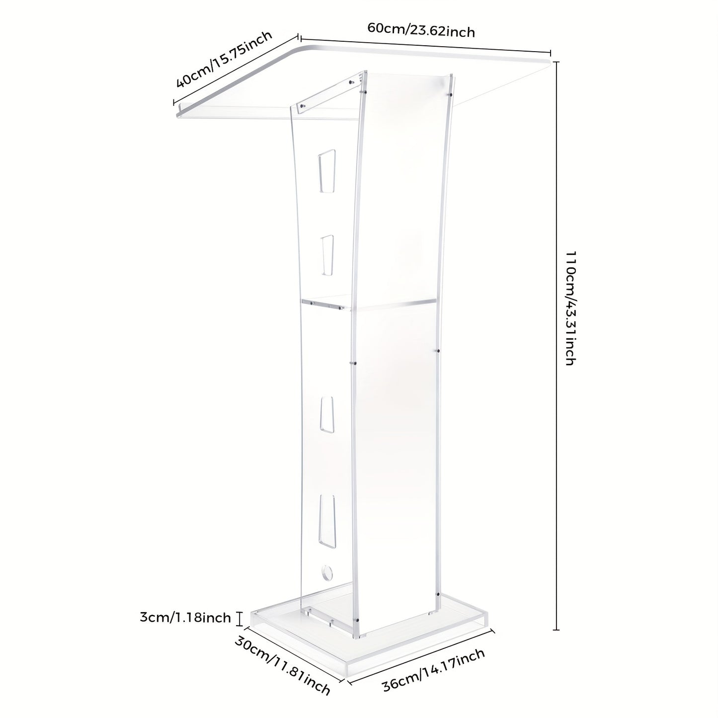 Sprekerspodium – Spreekgestoelte – Lectern – Presentatietafel – Podiumtafel – Transparant Acryl – Lichtgewicht en Duurzaam – 60x40x110 cm