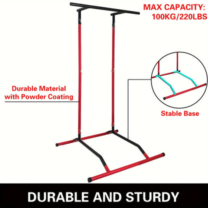 Pull Up Station 99.79KG Adjustable Power Tower Dip Station Multi Function Pull Up Dip Bar Tower, Pull Up Bar For Home Gym Strength Training Dip Stands, Red & Black