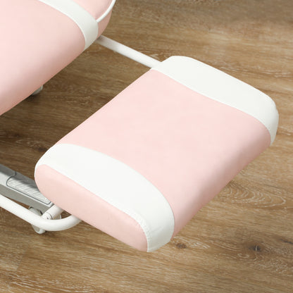 Gamingstoel – Game Stoel – Bureaustoel – Gamelounge Stoel – Draaistoel – Roze Kunstleer – Verstelbare Hoogte 48-55,5 cm – Kantelbare Rugleuning tot 150° met Voetensteun