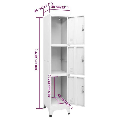 Lockable Cabinet with 3 Compartments 38X45X180 Cm/Lockers/Storage Boxes/Boxes/Cabinets. This Lockable Cabinet Impresses with Its Modern Design. It Is Made of Robust Steel And Is Easy to Clean. Each Compartment Has Clothes Rai