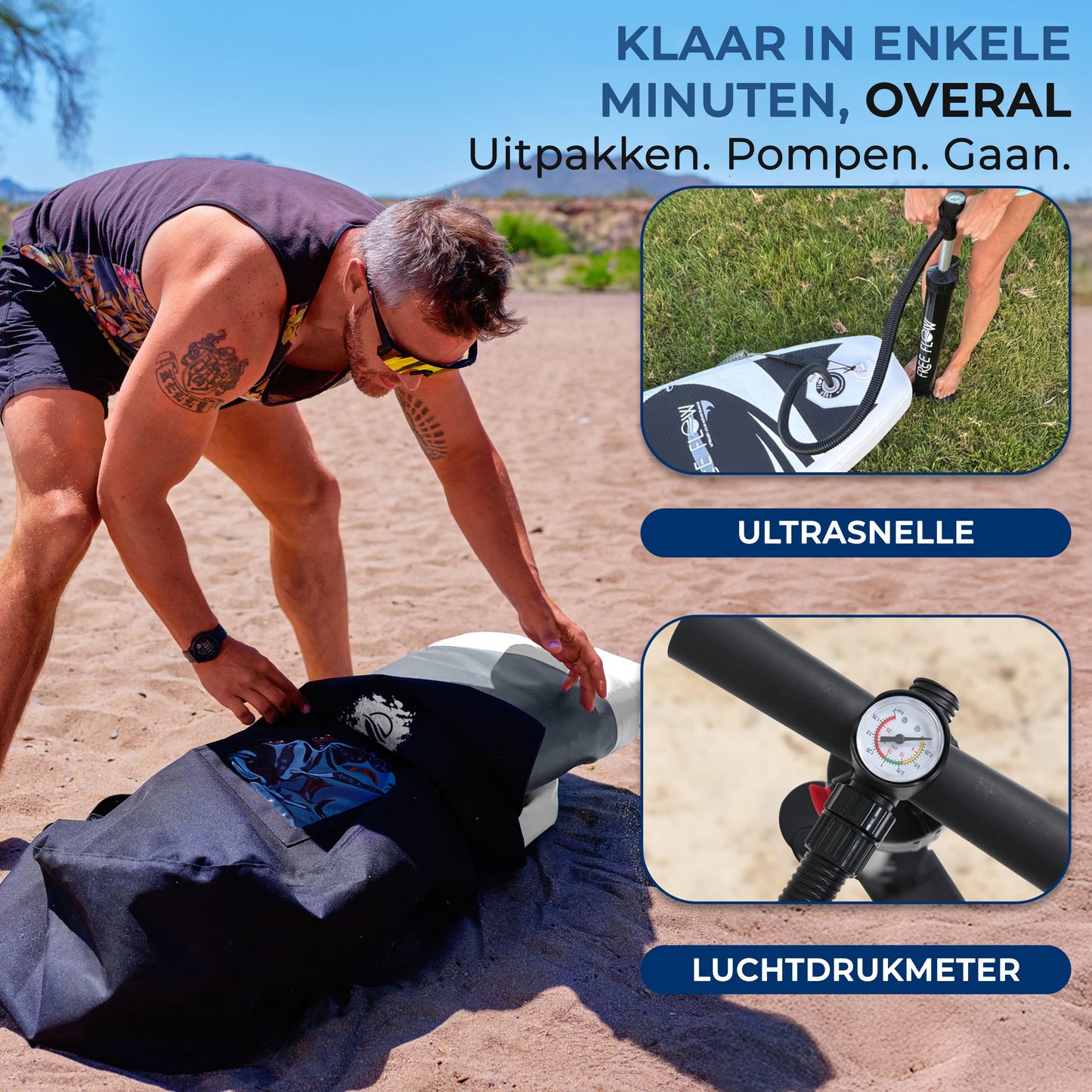 Opblaasbare SUP Board – Paddleboard – Stand Up Paddle – Inflatable Sup – SUP Set – Zwart en Lichtgrijs – Antislip Deck – Compleet Met Peddel & Pomp