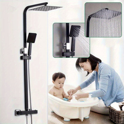 25CM Constant-Temperature Black Shower Set