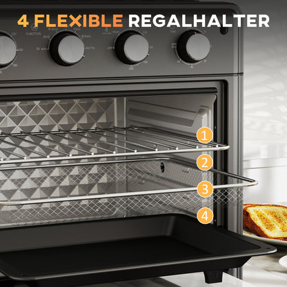 Mini Oven – Airfryer – Heteluchtoven – Tafeloven – Elektrische Oven – Zwart – 7 Kookprogramma’s – Temperatuur 90-230°C