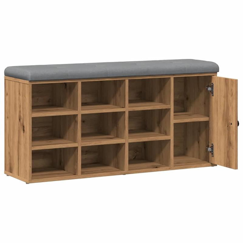 Modern Solid Wood Shoe Bench with Cushioned & Storage - Heavy-Duty Entryway Bench, Particle Board-Free, Oak (102x32x50cm) - Freestanding Hallway Furniture, Shoe Cabinet for Hallway or